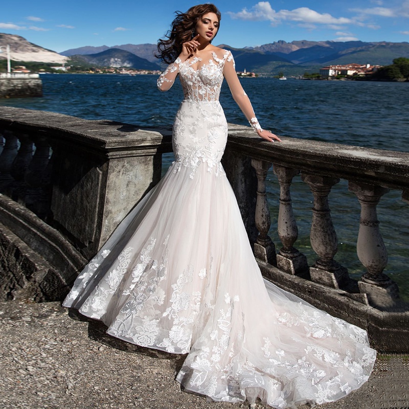 Vestidos de novia cola de sirena con outlet encaje