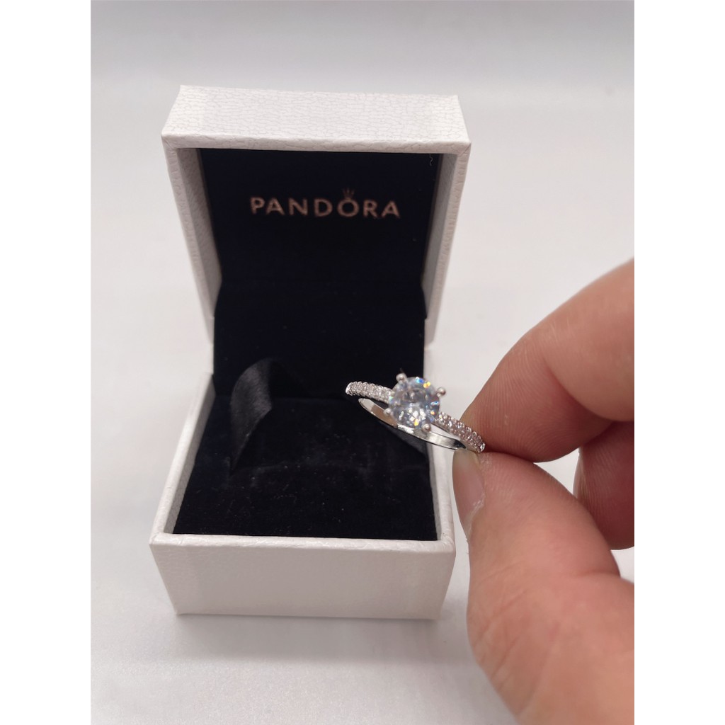 Anillo Pandora Con Caja Promesa Nupcial Boda 925 De Cristal