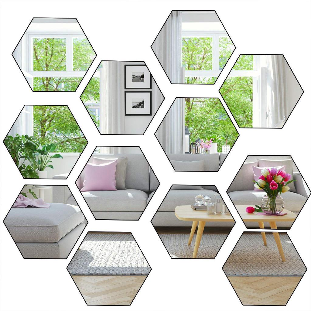 Pegatinas de pared de espejo de estrella, espejo geométrico acrílico,  calcomanías de pared para sala de estar, baño, espejos para decoración de  pared