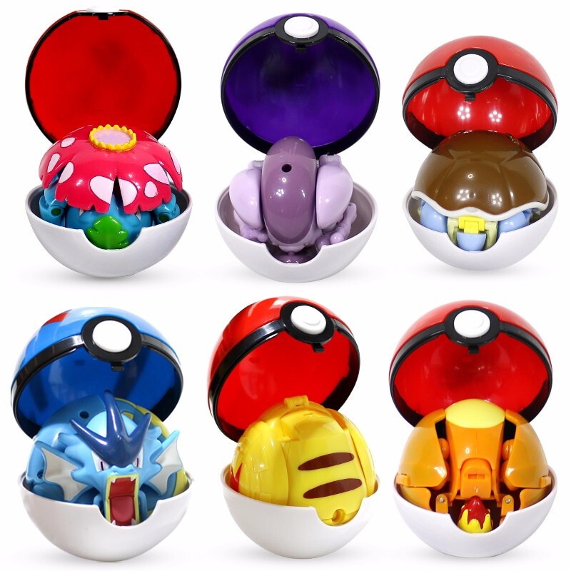 Pokemon Ball Figures Pokeball Genuine Original Box or Without Box  Deformation Toy Pikachu Charizard Pocket Monster