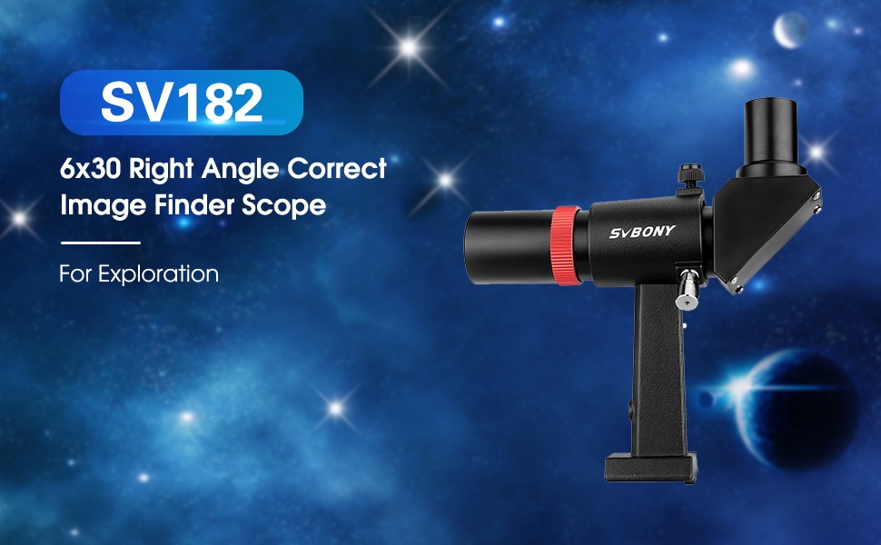 Svbony SV182 Viewfinder for telescope, Viewer 6x30, Sound Image Optical Straight Angle, FMC 2 Element Achromatic, with Single Reticle, ear astronomy