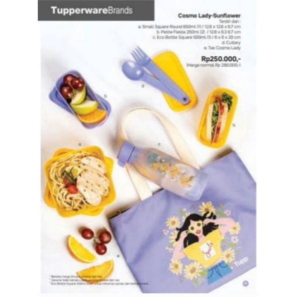 Tupperware Cosmo Lady Sun Flower Set//bolsa de contenedores transporte para mujeres conjuntos de almuerzo | Shopee México