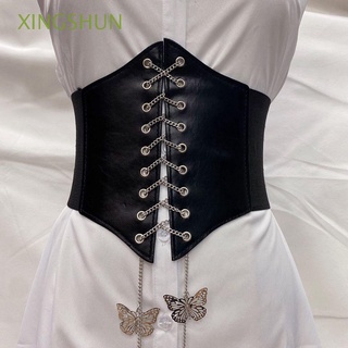 1Pcs Gothic Dark Lace Up Female Waist Corset Belt Wide PU Leather