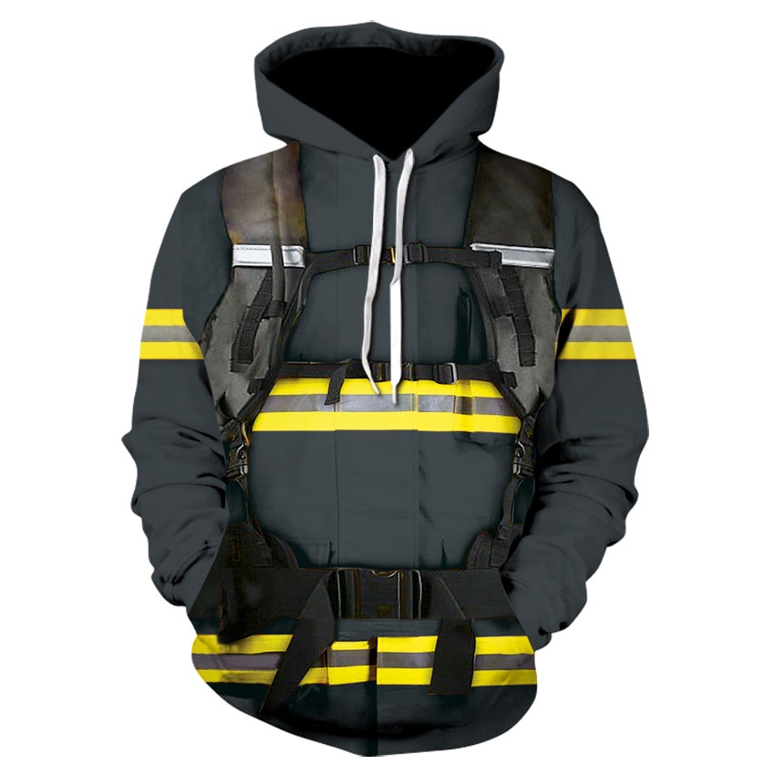 Sudaderas Con Capucha Con Estampado 3D Bombero De Manga Larga