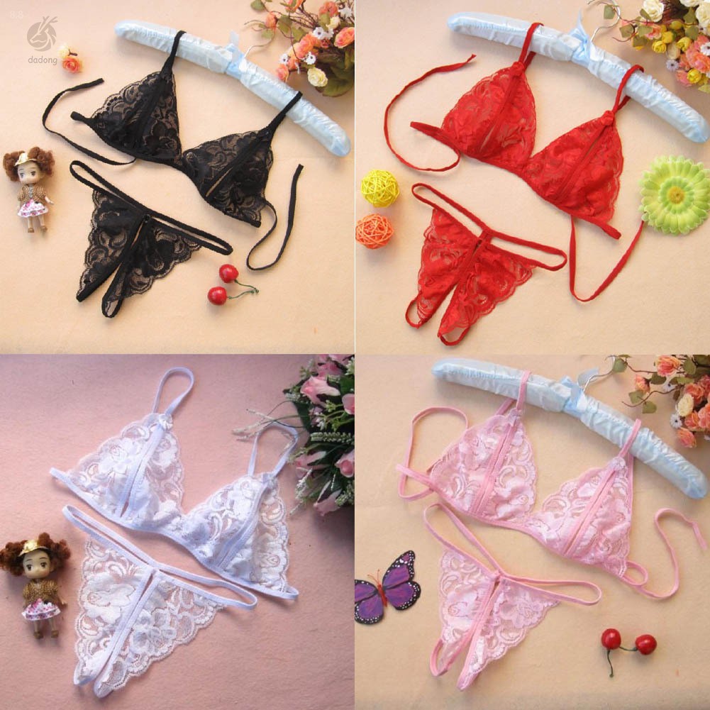 Conjunto De Ropa Interior De Lenceria Para Mujer Sexy Encaje Transparente Sujetador G String Shopee Mexico