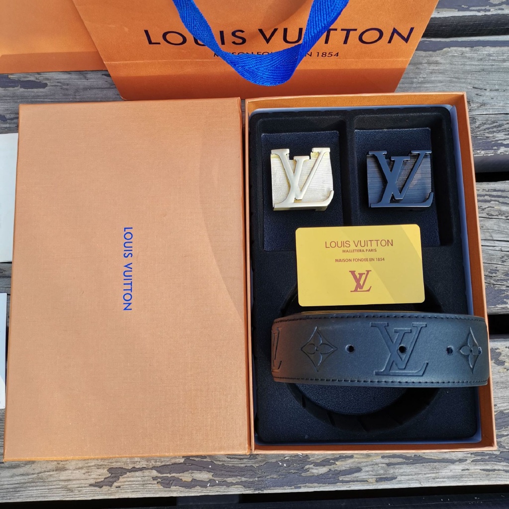 lv Louis Vuitton Cinturones Conjunto De 120 Cm Con Caja De Los Hombres De  Cuero Genuino De Lujo Correa Masculina Cinturón Para Hombre Y Mujer