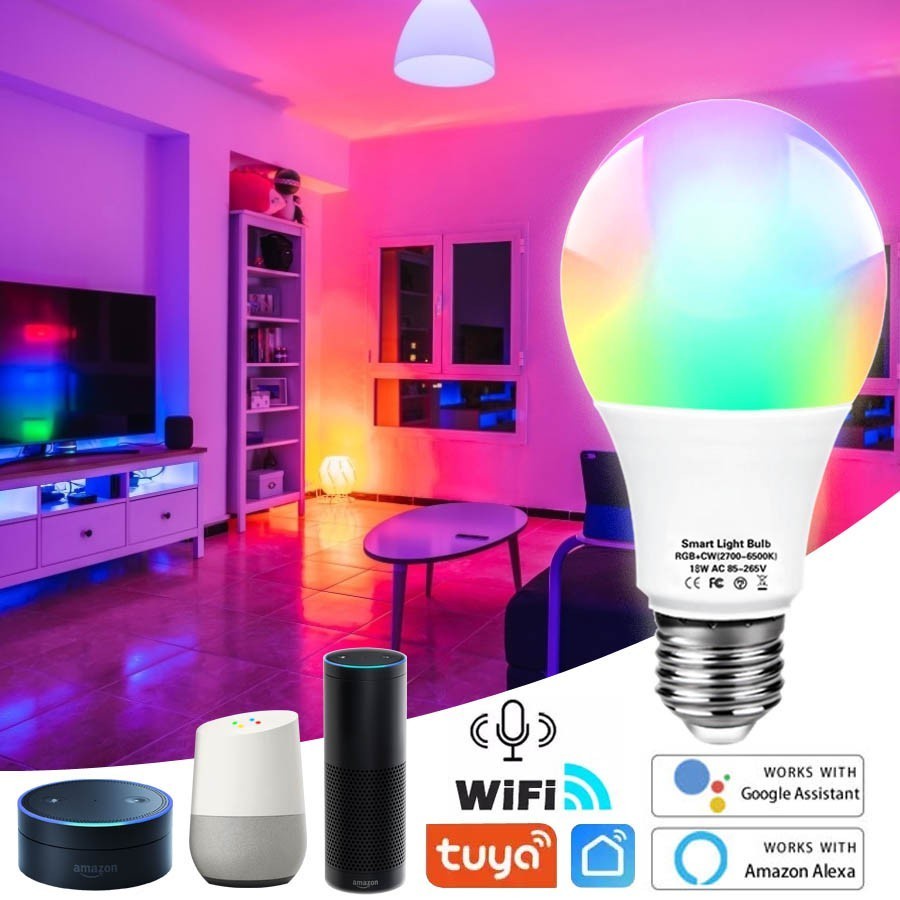 Bombilla inteligente WiFi RGB + WW + CW Bombillas de vela LED E14 Lámpara  de araña