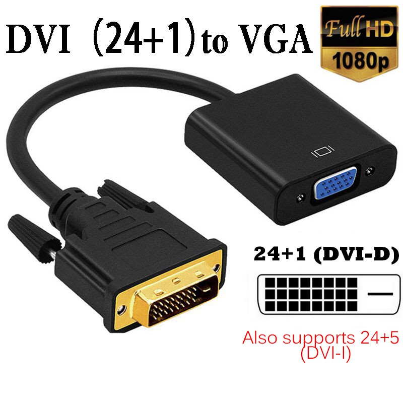 Adaptador DVI macho a HDMI hembra, DVI-I de doble enlace (24 + 5