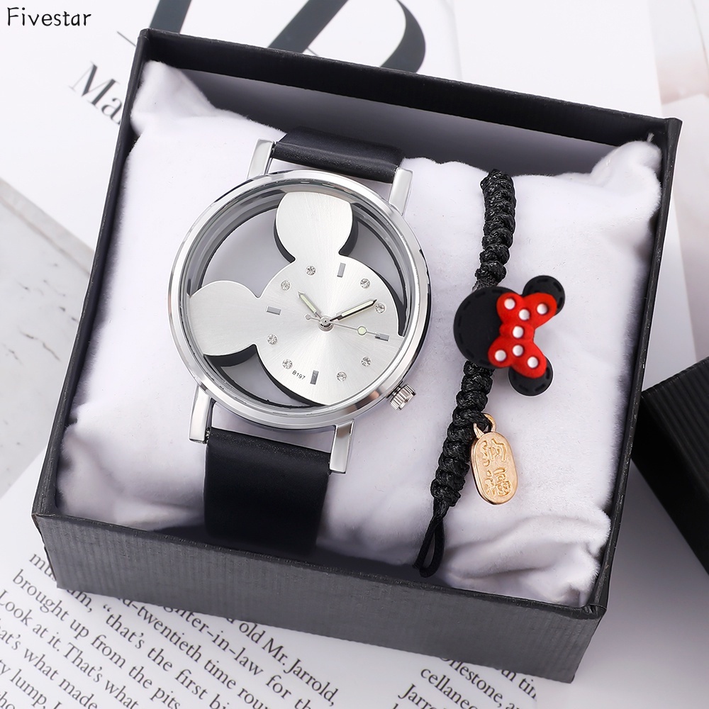 Reloj Pulsera Reloj De Mujer New Mickey Mouse Hollow Cute Watch Reloj De Cuarzo Sin Caja Pequena Shopee Mexico