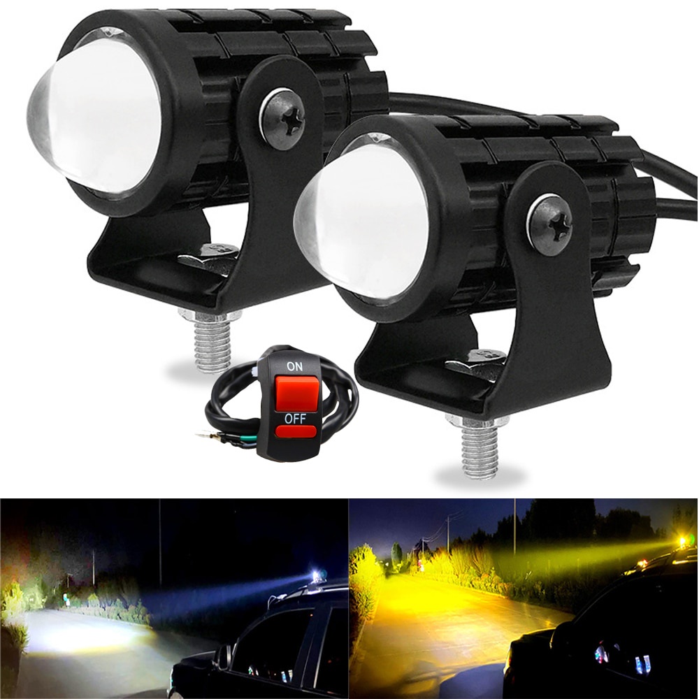 Luces antiniebla para motocicleta, faros delanteros LED para motocicleta,  forma de búho con haz alto y bajo, luz de conducción universal para
