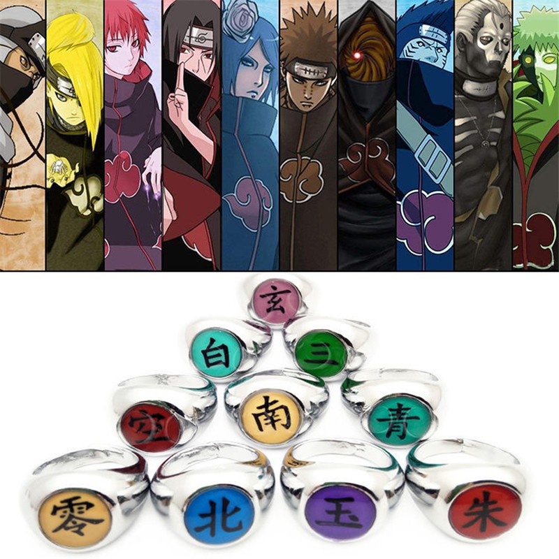 Fusovon Juego de 11 anillos de anime para cosplay con collar, anillos  Akatsuki, accesorios de cosplay, collar y anillo de anime con caja, Sin  piedra