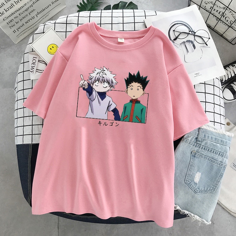 Las mujeres T Shirt Killua y Gon impreso T Shirt Hunter X Hunter camisa de manga corta Anime japones divertido camisa camiseta Shopee Mexico