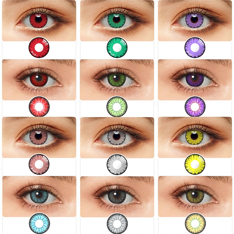 Colored Cosplay Contacts 1 Pair Contact Lenses Red Brown Gray Blue