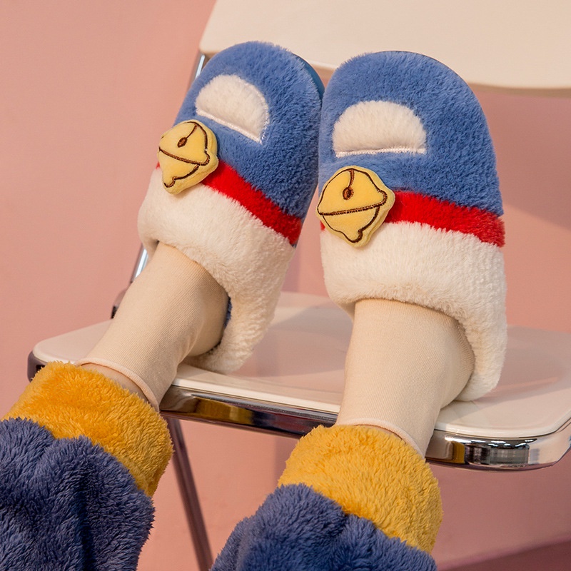 Pareja Doraemon Campana Zapatillas De Algodón Otoño E Invierno Interior
