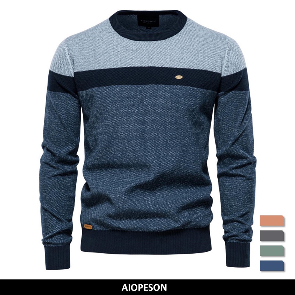 Nuevo Invierno Empalmado Suéter De Algodón Hombres Casual Pullover Suéteres  De Punto Hombre