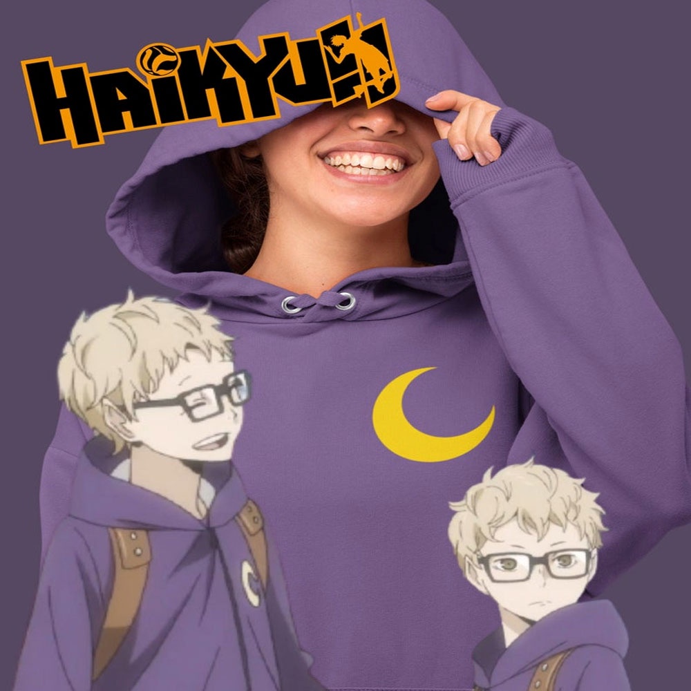 Haikyuu Tsukishima Sudadera Con Capucha De Los Hombres Kei Moon