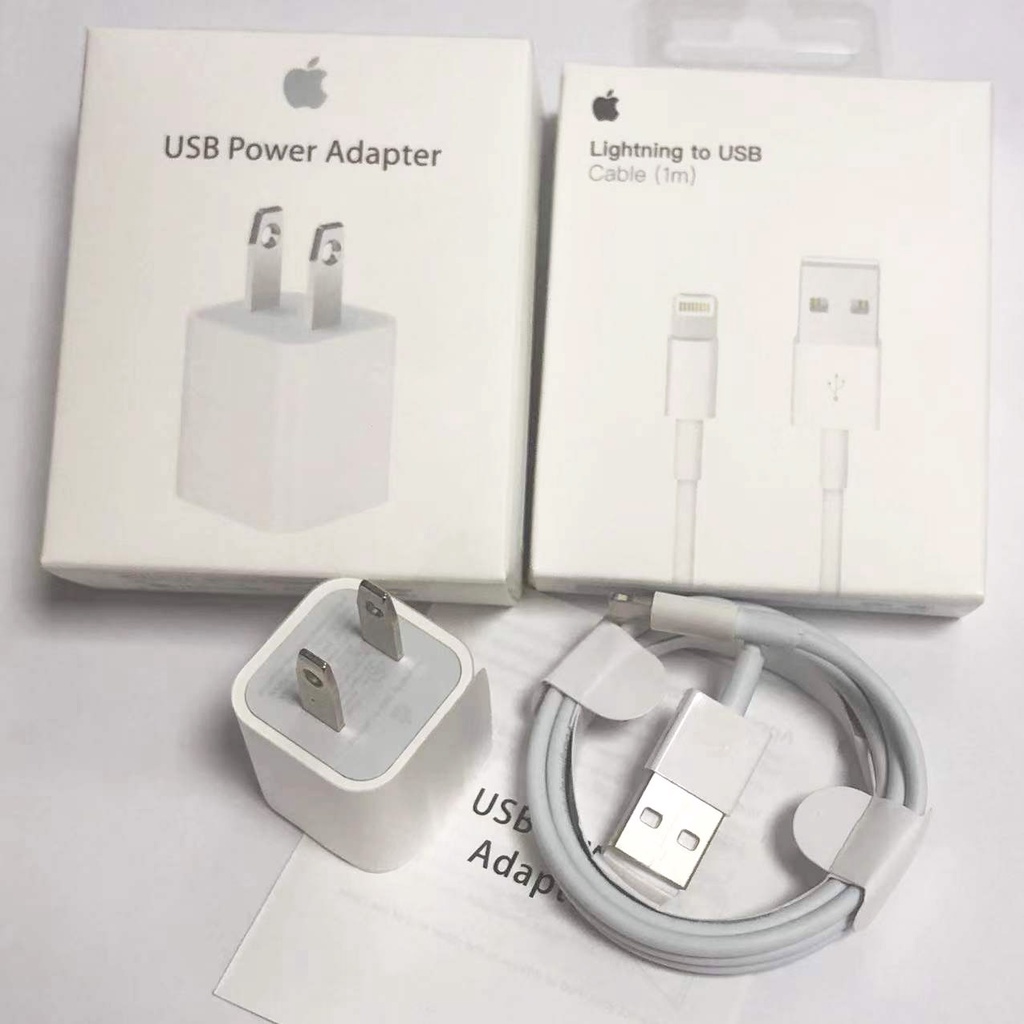 Cargador De Carga Rápida Adaptador USB Original iPhone 5W Con Cable  Lightning A Para 11 Max XR x 7 8 Plus 6 6S