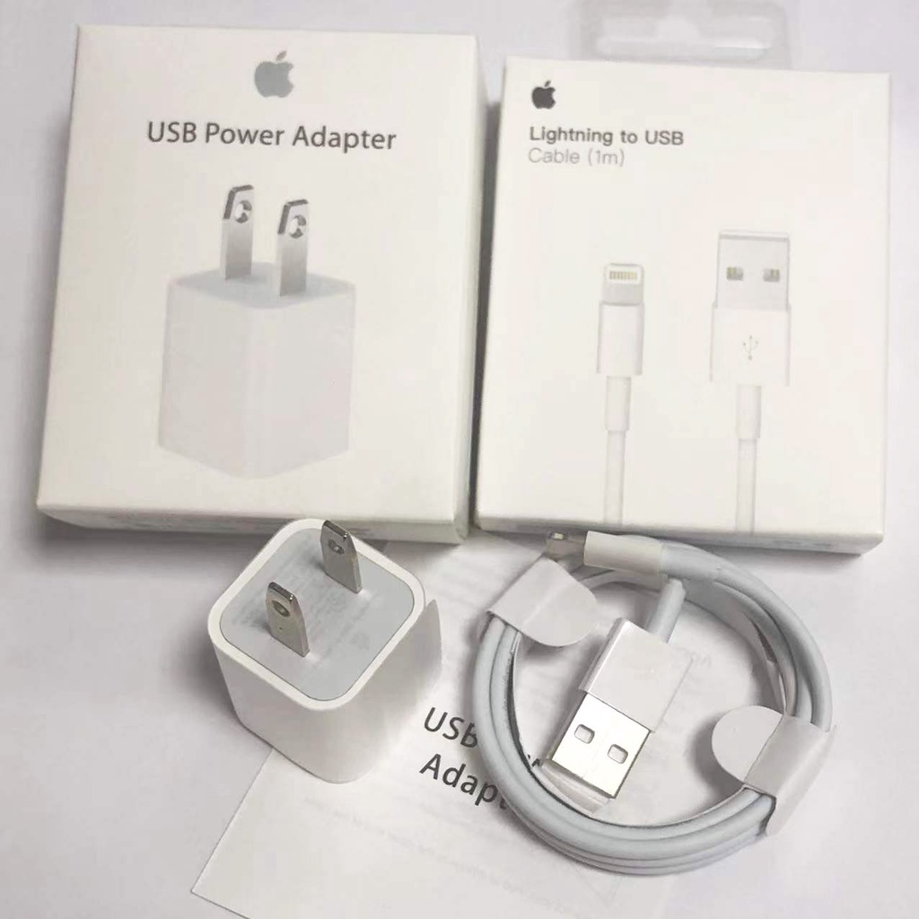 iPhone Original 5W Cargador De Carga Rápida Adaptador USB Con íPhone  Lightning Cable A Para 11 MAX XR X 7 8 Plus 6 6S