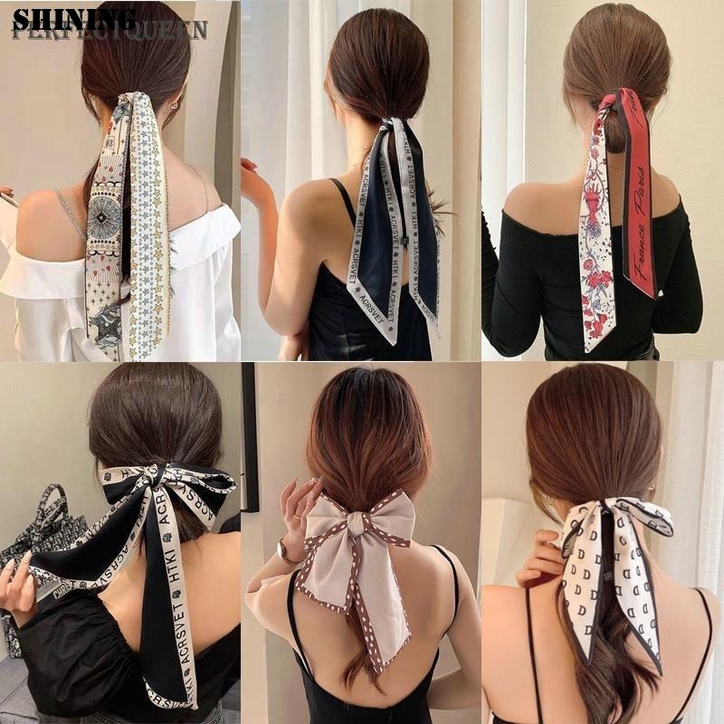 Comprar Bufanda de seda francesa, diadema para niñas, lazo trenzado, cinta  larga, red, cabeza roja, cinta para el cabello atada, accesorios coreanos  para el cabello