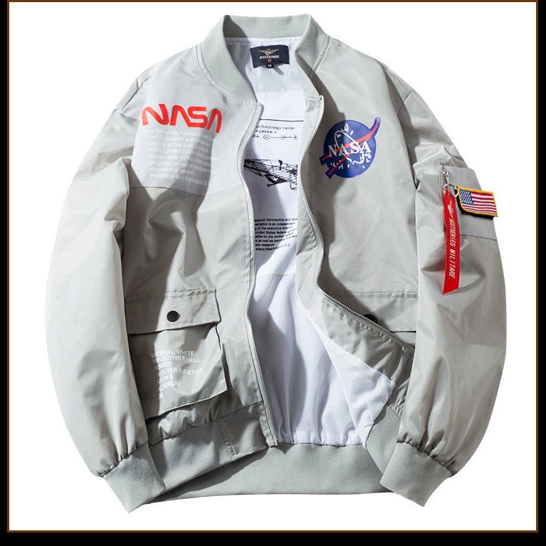 Primavera Moda NASA Astronauta Aviacion Hombres Bomber Chamarra Ins Occidental Americano De Manga Larga Abrigo Jaket WQTG Shopee Mexico