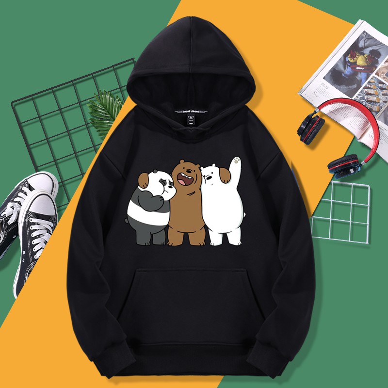 We Bare Bears Sudadera Con Capucha Para Mujer De Gran Tama o Jersey Moda Suelta Impresa Manga Larga M s Ropa De Pareja De Terciopelo