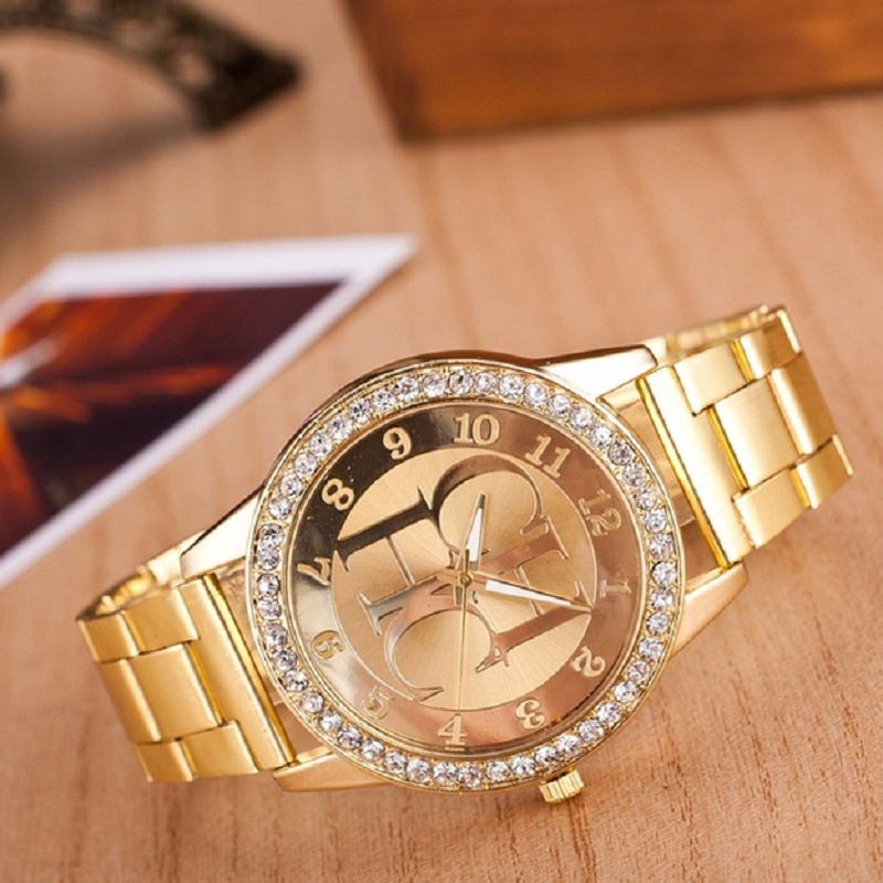 Reloj de Mujer con Pulsera en Oro Acero Inoxidable 2 Piezas Relojes Para  Mujeres 