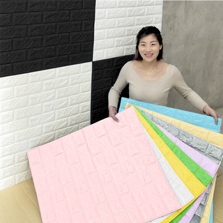 Rollo de papel tapiz autoadhesivo 3D para pared, adhesivo de espuma de  ladrillo suave para cocina, habitación, decoración del hogar, impermeable,  bricolaje, blanco, azul, rosa, gris - AliExpress