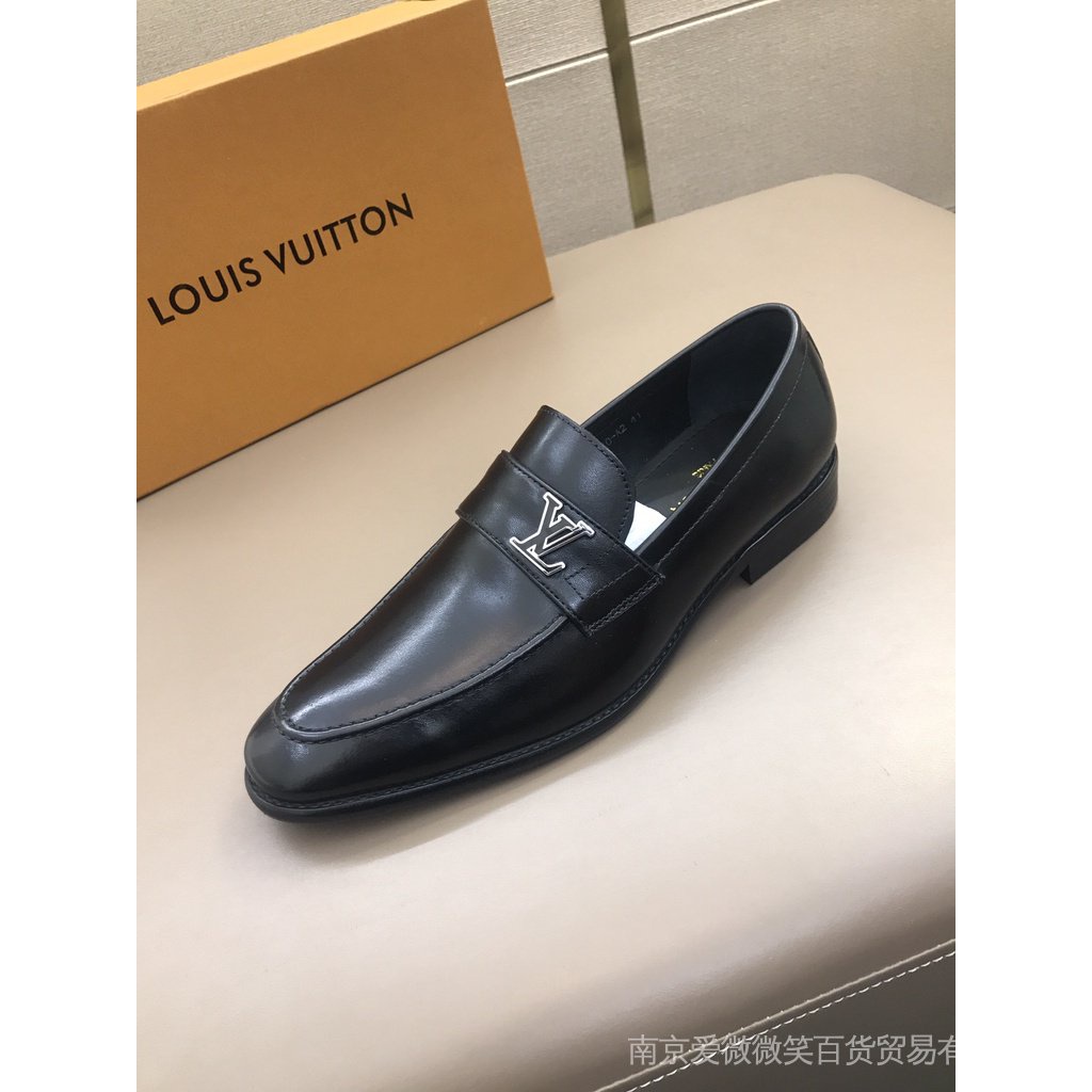 Louis Vuitton LV Moda Hombres Cosido A Mano Mocasines De Cuero