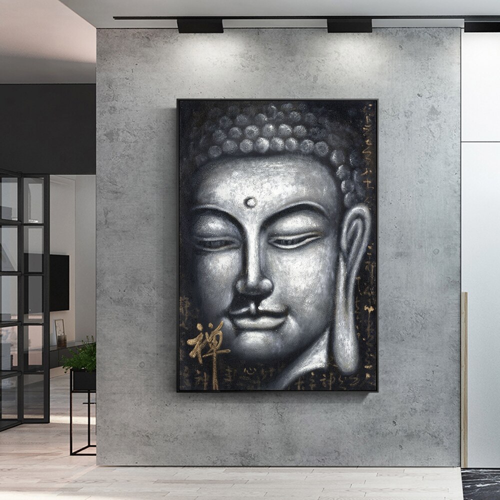  Buda arte de pared HD cuadros piedra Buda lienzo pintura al  óleo impresiones pared cuadros para sala de estar decoración del hogar (31  pulgadas x 47 pulgadas, sin marco) : Hogar