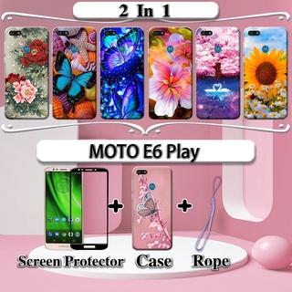 Funda para Moto E6 Play, Motorola E6 Play para niñas, patrón floral  transparente suave y flexible TPU funda protectora a prueba de golpes para