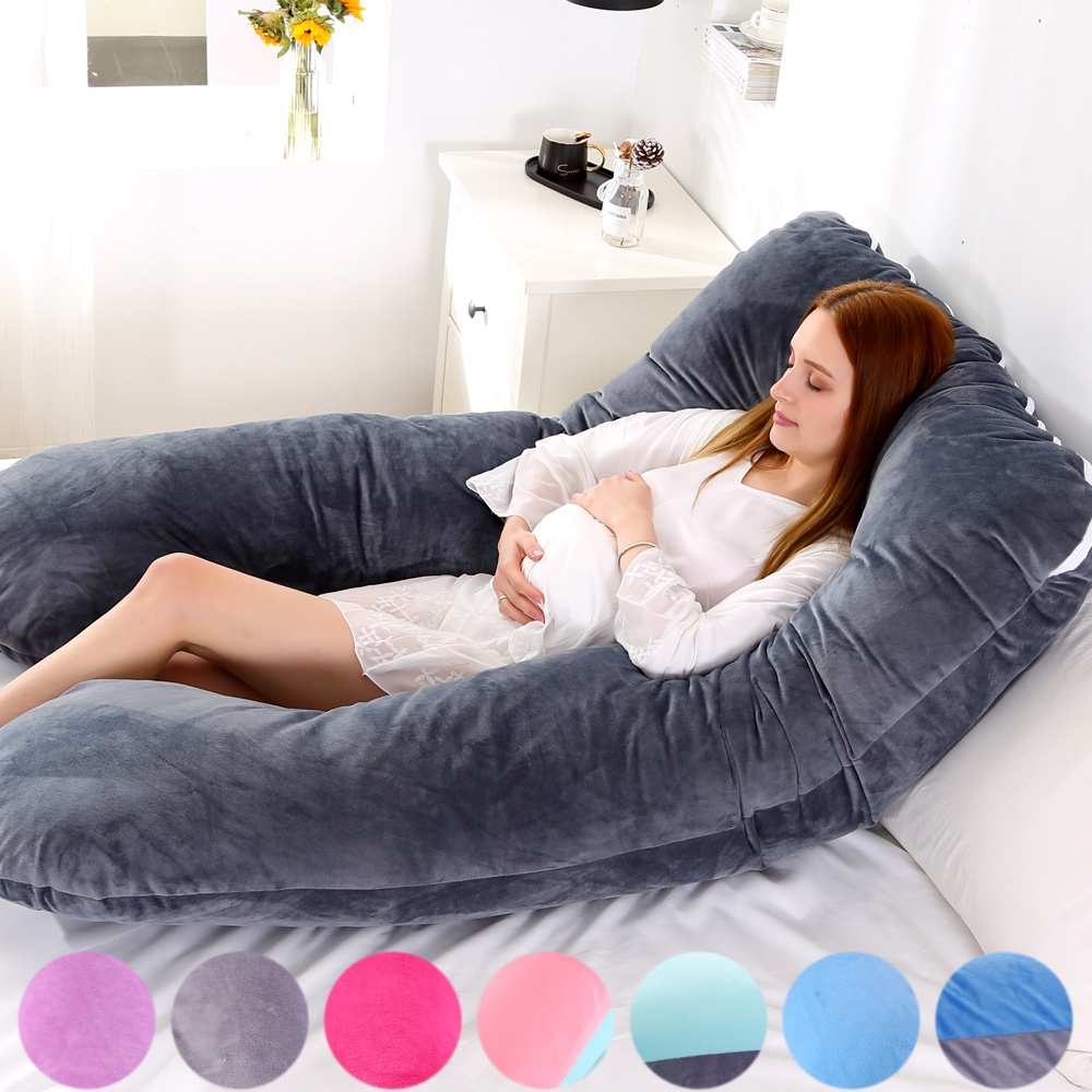 Almohada de embarazo suave en forma de U cojín para dormir lateral Lumbar  mujeres embarazadas almohada de maternidad almohadillas almohadas de  barriga