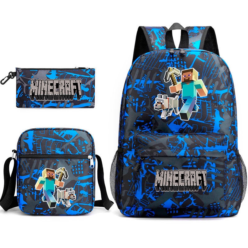 31CJ Minecraft Cartoon 3 PCs SET Mochila Escolar Para Ni os Bolsas