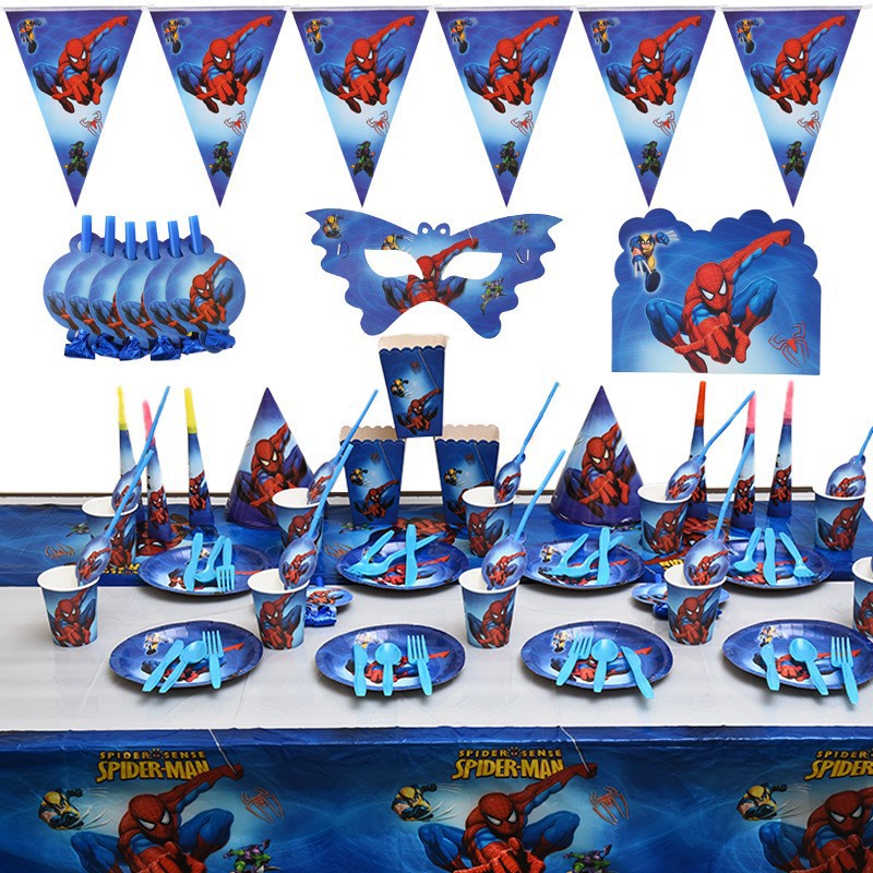 Globos y pancartas de Spiderman de 4º cumpleaños para decoraciones de  suministros de fiesta