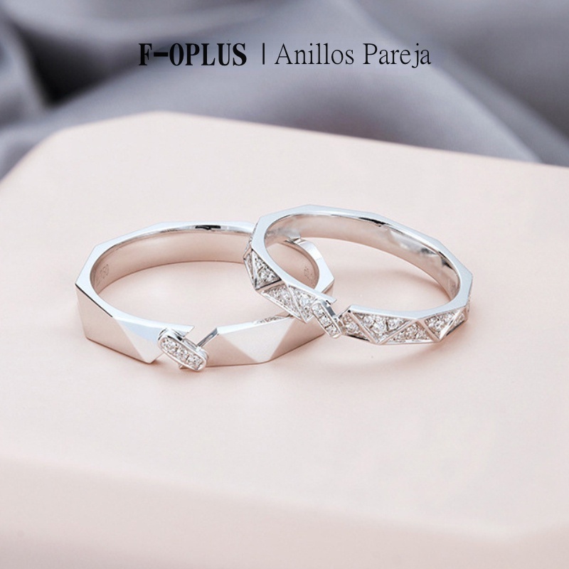 F OPLUS Anillos de Pareja Ajustable Anillo de Diamantes