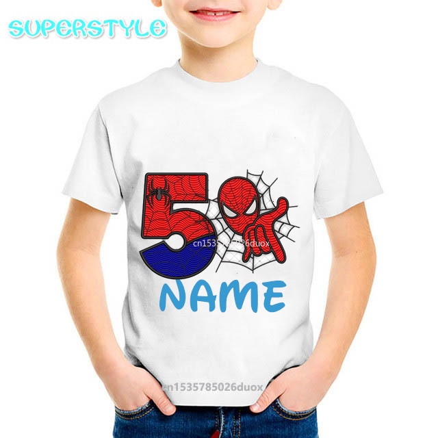 Niños Spiderman Cumpleaños Camisetas Nombre
