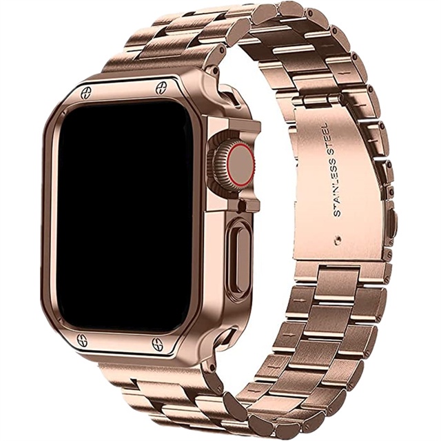 Funda Protectora De TPU Correa Metalica Para Apple Watch Band 45mm 44mm 42mm 41mm 40 38 Pulsera De Acero Inoxidable Serie 3 4 5 6 se 7