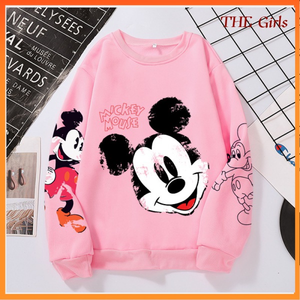 Mujer Su ter De Dibujos Animados Mickey casual Manga Larga