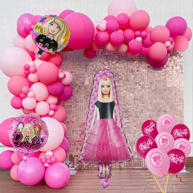 Kit Globos Metálicos Barbie Pelicula Fiesta Decoraciones
