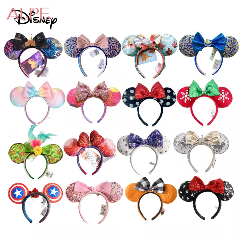 DISNEY-tocado de Minnie Mouse para niña, diadema de felpa con orejas de  Mickey, bandas para el pelo, Aro para la cabeza de princesa, juguetes para  niños, regalo de cumpleaños