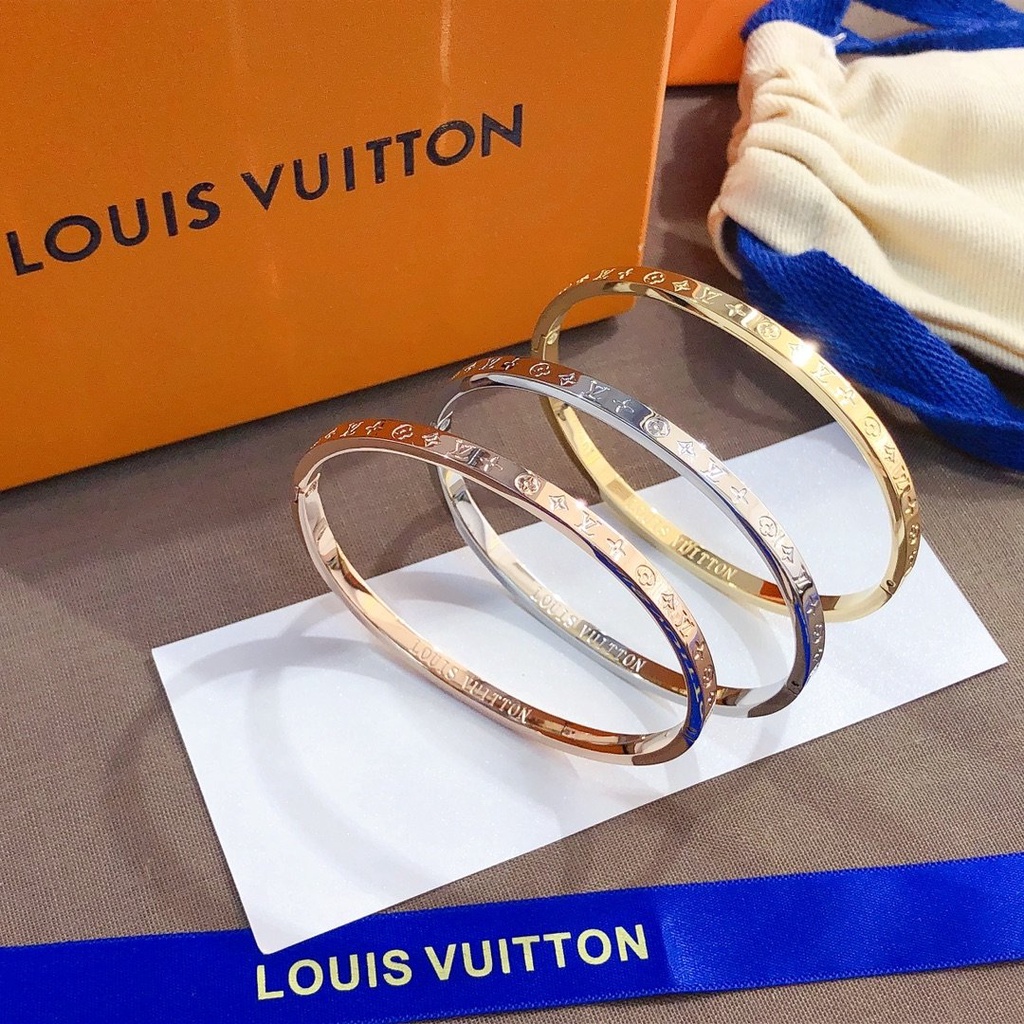 Casual Louis Vuitton Pulsera Delicada Brazalete Hueco LV Monogram