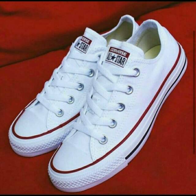 Converse Full blanco lista roja zapatos