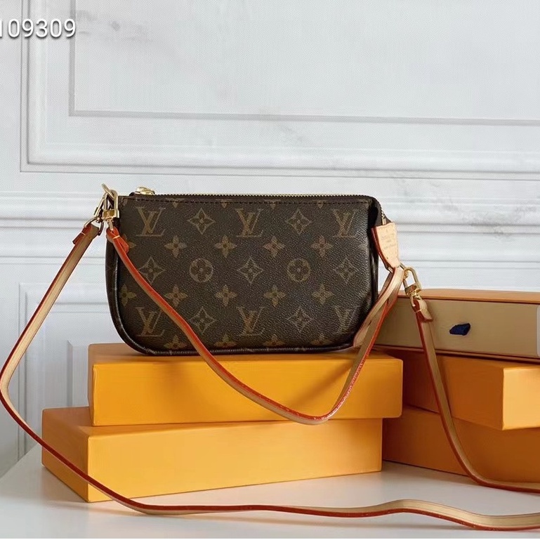 Con caja de regalo] Nuevo bolso de hombro para mujer Louis Vuitton LV  POCHETTE ACCESORIOS Bolso pequeño (con asas dobles)