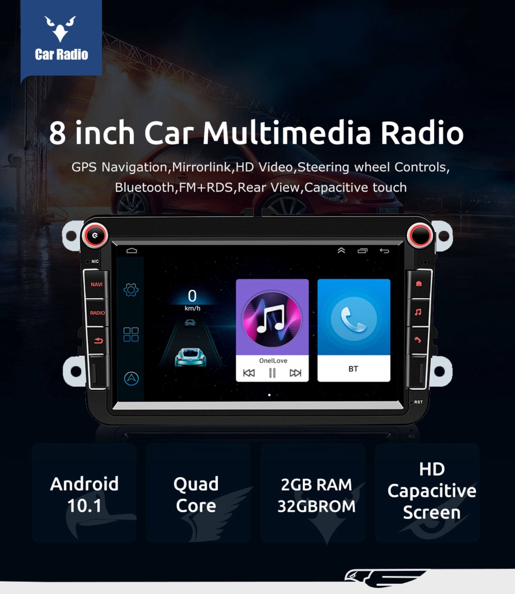 EKLEVA 8 Pulgadas Android Car Radio 2 Din Auto Estéreo Reproductor ...