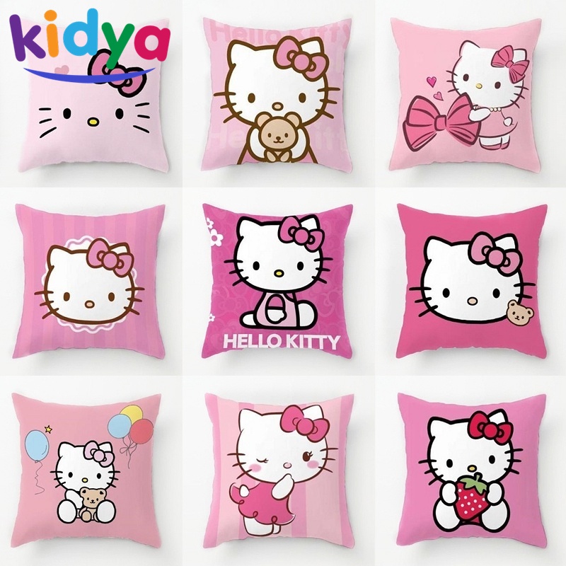 Lindo Hello Kitty Chica Rosa Impresion De Una Cara Cuadrada Funda De Cojin Decoracion De La Vida En El Hogar Sofa Almohada