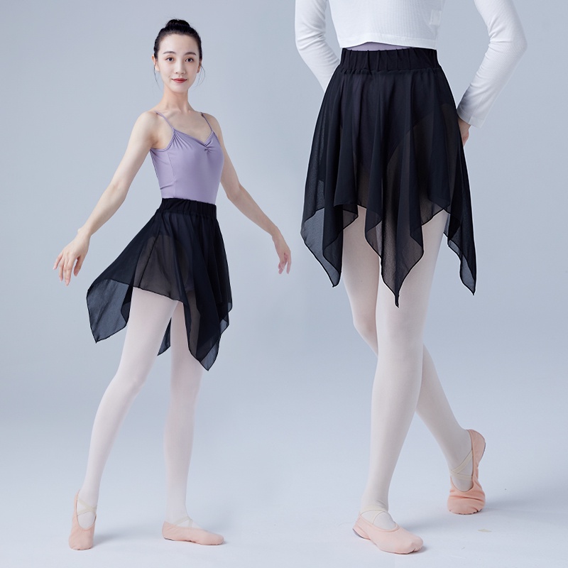 Elegantes faldas negras de ballet, falda de baile de encaje  semitransparente para mujer, ropa de baile