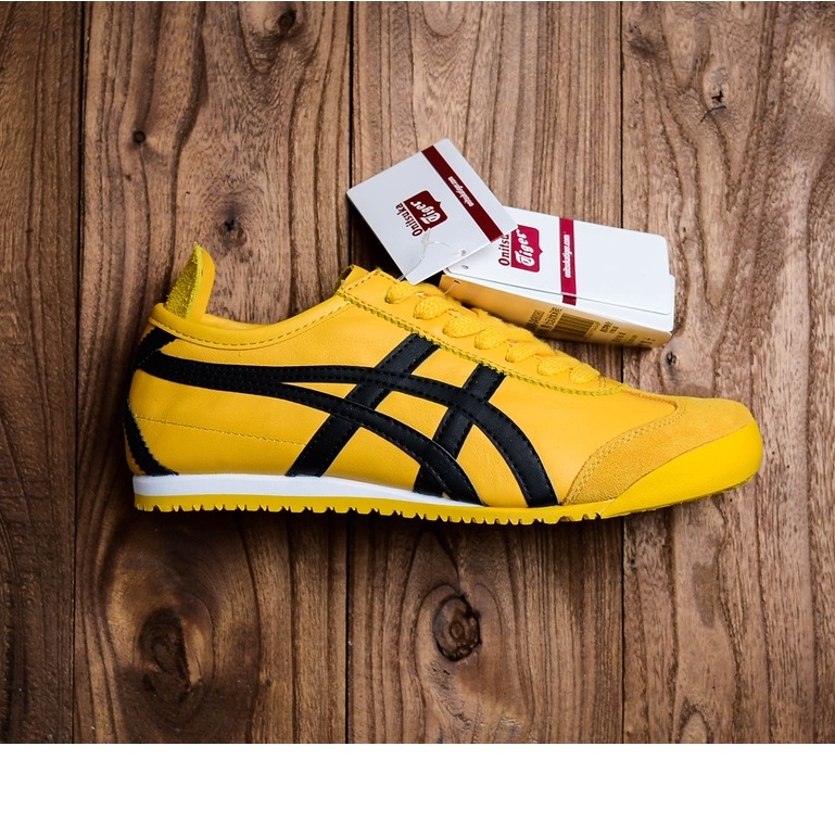 Asics Onitsuka Tiger Mexico 66 Zapatos Hombres Y Mujeres casual Amarillo Negro De Cuero Tigre Deportivos Shopee Mexico