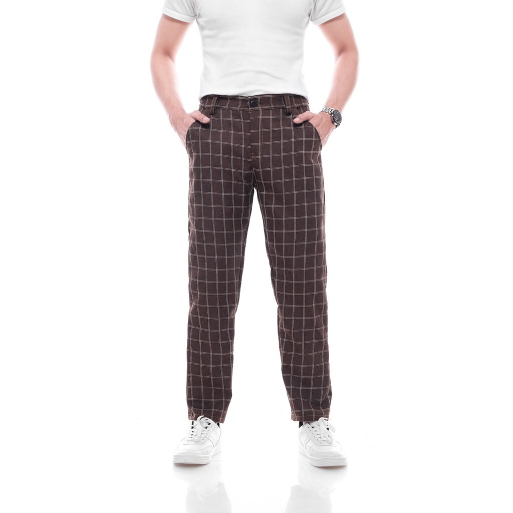 Semi Woll pantalones a cuadros para hombre pantalones tartan
