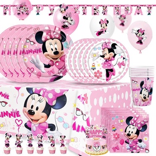 Disney-Decoraciones de Lilo & Stitch para fiesta de cumpleaños, suministros  de vajilla para Baby Shower, taza de papel de punto rosa, plato, globo,  decoración de fondo