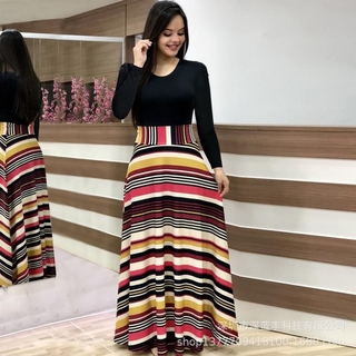 Vestido Maxi De mujer con Mangas largas De talla grande floreado fiesta Shopee México