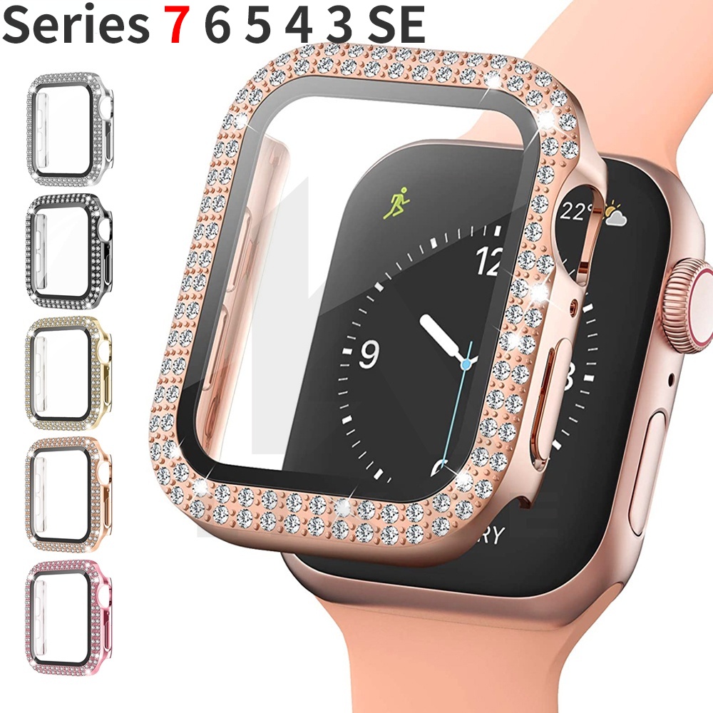 Funda De Diamante Para Apple watch 41mm 45mm 40mm 42mm 38mm Bling Parachoques Protector Cubierta iWatch series 7 3 4 5 6 se